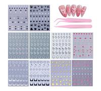 10 Types D'Autocollants Pour Ongles D'Amour Et 2 Pinces À Coude, Décoration D'Ongles À La Mode, Autocollants Et Autocollants Rapides, Adaptés Aux Amateurs D'Art Des Ongles.