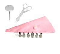10 Unid/Set De Silicona Diy Glaseado De Bolsa De Crema Pastelera + 6pc Boquilla Para Tarta Consejos Decoración Herramientas + Elevador De Uñas Agujas + Flor Tijeras