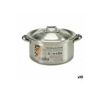 10 Unités de Casserole avec Couvercle Argenté Aluminium 1.5 L 18 x 10 x 23.5 cm