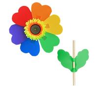 10 Unités Rainbow Sunflowers Windmill 6 Petal Garden Decor Rod en Bois Design Pliable De Camping Extérieur