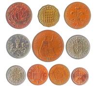 10 Vieilles pièces de Monnaie du Royaume-Uni Angleterre Grande-Bretagne pièces Livre Penny Shilling Pence. Choix Parfait pour Votre Tirelire, Porte-Monnaie ET Album pour LA Monnaie
