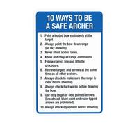 10 Ways To Be A Safe Archer Panneau d'avertissement en métal pour intérieur et extérieur 20,3 x 30,5 cm