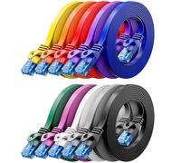 10 x 0.5 m CAT6 Flat Network Cable 1000 Mbit Gigabit LAN-Cat 6 RJ45 Ethernet Connection Cable Thin Flat-for Internet Switch Router Modem Patch Panel-Colourful