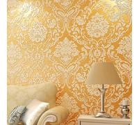 10 x 0.53 m 3d vintage victorien 5 couleurs de luxe Damas en relief Flock texturé Rouleau de papier peint intissé pour chambre à coucher Salon doré