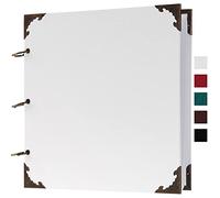 10 x 25,4 cm - Grand album photo en cuir kraft blanc - 80 pages - Pour mariage et anniversaire de famille 10 x 10 Inch blanc