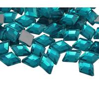 10 x 7 mm bleu zircon, BZ plat de diamant et partie arrière perles acrylique de haute qualité Pro Grade - 100 pièces