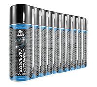 10 x AAB Bombe Air Sec 400ml - Bouteille Air Comprimé, Nettoyage des Ordinateurs, Dépoussiérant en Spray, Enlever la Poussière, sans Odeur Aérosol, Computer Cleaner, Informatique Matériel