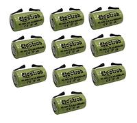 10 x Batterie rechargeable Ni-MH 2/3AA 2/3 aA 1,2 V 600 mAh 14 x 29 mm AVEC lamelles languettes terminaux à souder pour affutage colis Batterie