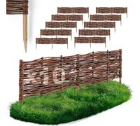 10 x BOGATECO Bordure de parterre en saule | 100 cm de long & 20 cm de haut | Clôture en bois Bordure de pelouse | Clôture en saule à emboîter