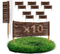 10 x BOGATECO Bordure de parterre en saule | 60 cm de long & 20 cm de haut | Clôture en bois Bordure de pelouse | Clôture en saule à emboîter