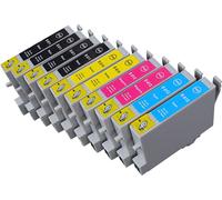 10 x Cartouche d'encre avec puce compatible Epson C13T06154010, T0615 pour imprimantes Stylus D68 Photo Edition, Stylus D88, Stylus D88+, Stylus DX3800, Stylus DX3850, Stylus DX4200, Stylus DX4800