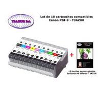 10 x Cartouches génériques Canon Pixma PRO9500, PRO9500 Mark II, PRO 9500 Mark II, PGI9 +10f PPA6 -T3AZUR G