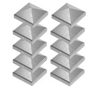 10 x Chapeau Poteau Bois 9x9 cm, Chapeau Poteau Bois en Forme de Pyramide, Capuchons de Clôture de 90 mm, Acier Galvanisé, Antirouille