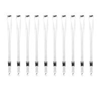 10 x Cordon porte-clés Lanyard avec mousqueton et fermeture de sécurité Bande Cordon de 20 mm avec fermeture à boucle non imprimé, pour porte-cartes, badge d'identification de e voiture blanc