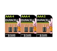 10 x Duracell AAA rechargeables 900 mAh (2 ampoules de 4 piles + 1 ampoule de 2 batteries)10 piles ministilo rechargeables