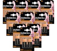 10 X Duracell Plus 9V 6LR61 E-Block Batterie - 2er-Pack