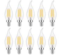 10 X E14 4W Lampe à Filament LED Ampoules, E14 Edison Bougie Forme Ampoule, Blanc Chaud 2700K 400LM, Équivaut Ampoule Incandescente 40W