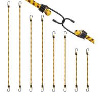 10 x Elastic Bungee Cord with Hooks,40/60/80/100 cm Elastic Ropes,Elastic Straps,Extender with Hook,Rubber Bungee Cord,Tension Rope for Luggage,Bicycle,Tarpaulin,Yellow