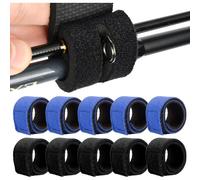 10 X Elastic Strap For Fishing Rod Belt - Self Adhesive Elastic Strap For Fishing Rod Straps With Buckle For Fishing Rods - Black & Blue