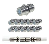 10 x F Type Female Coaxial Adapter for TV Aerial Cable, F-Type Female Connector with Thread Mounting System, F-Type Antenna Adapter, Length 20.8mm, Pack of 10