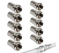 10 x F Type Male TV Aerial Cable Coaxial Connector F Male Connector with Thread Mounting System F-Type Antenna Connector Diameter 6.4mm Pack of 10