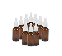 10 x flacons vides en verre ambré avec compte-gouttes invilables blanc - Contenance 30 mL - FL29