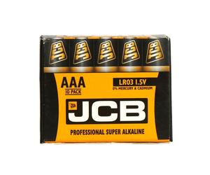 10 x JCB AAA 1.5V Professional Super Alkaline Industrial Batteries LR03 R3