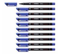 10 X MARQUEUR INDELEBILE BLEU STABILO OHPEN POINTE 1MM