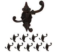 10 X Patère Crochet Serviette Mural Maison de Campagne Fonte Rotatif Marron-Noir