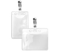 10 x Porte-badge en polyviyle (86mm x 54mm) transparent horizontalement avec clip