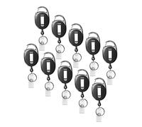 10 x Porte badge enrouleur rétractable dragonne noir avec mousqueton et clip pour porte-cartes d’identité Badge nominatif