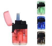 10 x Prof puissant double Bleu Allume-gaz à flamme coupe-vent électroniques rechargeables Jet gaz Turbo Coloris Translucides