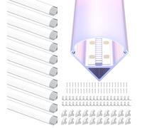 10 x Profilé Aluminium LED d’Angle pour Rubans LED 1M (10m) - Profile LED Angle avec diffuseur opale - Taille 15.8 x 15.8mm - Support idéal pour rubans Led jusqu’à 10mm de largeur