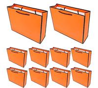 10 x Sacs en papier, Sacs cadeaux avec bord noir laminé mat, Sacs cadeaux en kraft avec poignées pour anniversaire, mariage, Noël, fête, shopping, baby shower, vente au détail, 27x8x21 cm (Orange)