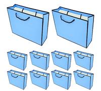10 x Sacs en papier, Sacs cadeaux avec bord noir laminé mat, Sacs cadeaux en kraft avec poignées pour anniversaire, mariage, Noël, fête, shopping, baby shower, vente au détail, 27x8x21 cm (Bleu)