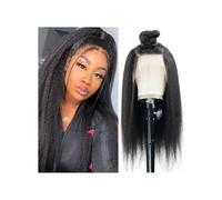 10 X33 Cm,Perruques En Cheveux Humains Avec Dentelle Frontale Sans Colle For Femmes, Yaki Crépus Et Lisses, Transparente HD, Pré-épilée, Densité 180 Postiche Cheveux Femme(34inch)