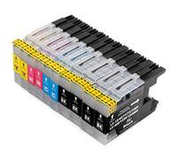 10 XL Cartouches compatibles Brother LC1240 LC1220 LC1280 (4 x noir 2 x bleu 2 x rouge 2 x jaune)