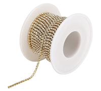 10 Yards Cristal Strass Fermer Chaîne Garniture, 4mm Cristal Diamant Garniture Griffe Chaîne Fournitures pour Artisanat Couture Bijoux DIY Décoration de Mariage(Or)