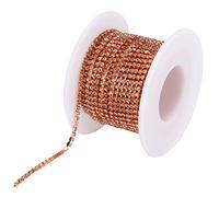 10 Yards Cristal Strass Fermer Chaîne Garniture, 4mm Cristal Diamant Garniture Griffe Chaîne Fournitures pour Artisanat Couture Bijoux DIY Décoration de Mariage(Or rose)