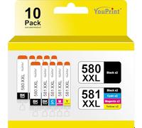 10 YouPrint Lot de Cartouches d'encre compatibles pour Canon PGI-580 XXL CLI-581 XXL avec Puce Compatible avec Canon Pixma TS705 TS6350 TS8350