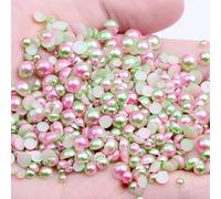 100-1000pcs / lot 3/4/5/6 mm couleur arc-en-ciel demi-rond ABS imitation perles nacrées dos plat Scrapbook perle pour bricolage Nail Making, 08 Olive arc-en-ciel, 3 mm 1000 pcs