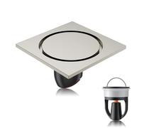 100 * 100mm Carré Siphon de Sol, Invisible d'Évacuation, MatéRiau en Laiton, Caniveau de Douche avec Clapet Anti-Odeur et Filtre Anti-Cheveux L'évacuation Intérieure(Brushed Color,Regular)