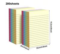 100/200 feuilles Notes adhésives de lignes de 4 couleurs, marque-notes portable pour étudiants, marqueur de notes d'écriture, bloc-notes autocollant facile à appliquer pour le bureau, la maison, l'éco
