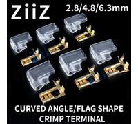 100/200 pièces or/argent drapeau électrique/Angle droit sertissage Terminal fil connecteur Set 2.8 4.8/6.3mm femelle + gaine en laiton voiture ZiiZ 2.8mm 200PCS