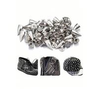 100/200 pièces Set de rivets style punk, options de tailles multiples, rivets à vis arrière, rivets de balle punk rock, rivets de cône de balle et rivets en métal, convient pour les vêtements, les sac