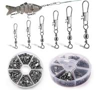 100/200pcs Fishing Swivels 6# 7# 8# 10# 12# 14# Trout Fishing Swivels Stainless Steel Swivel With Carabiner For Quick Lures And Fishing Line Change