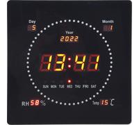 100?240V Grand réveil mural LED Calendrier avec trous de suspension Horloge murale numérique pour la maisonPrise UE