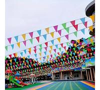 100/300/500 pièces Fanions de fanions triangulaires multicolores - Fabriqués en tissu Oxford vibrant, pointe pointue, convient pour les événements intérieurs/extérieurs, la remise des diplômes, les an