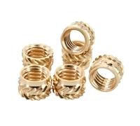 100-300 pièces M2 .5 M3 M4 M5 M6 M8 jeu de chaleur insertion filetée écrou en laiton thermofusible Inserts moletés Double sergé encastré écrous cuivre(100PCS,M6xL5xOD8)