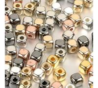 100-400 pièces 3-4mm perles d'espacement carrées en vrac perles de rocaille en or rose pour la fabrication de bijoux à bricoler soi-même-carré mélangé-4mm- 100 pièces